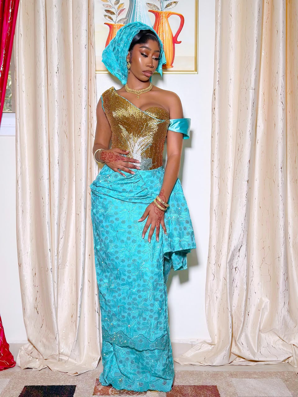 Turquoise & Gold Sequin